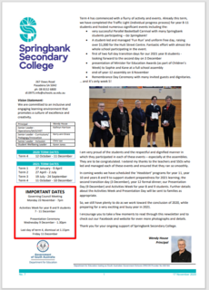2020 Newsletters Springbank Secondary College