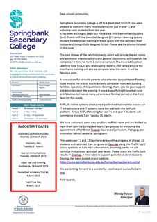 2023 Newsletters Springbank Secondary College